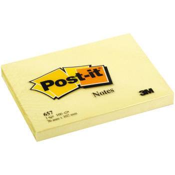 Post-it 657 Κίτρινα 76x102mm Αυτοκόλλητα Σημειώσεων
