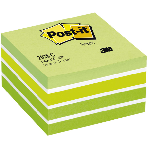 Αυτοκόλλητα Σημειώσεων Κύβος Post-it Πράσινος 76x76mm 450 φύλλα 2028-G