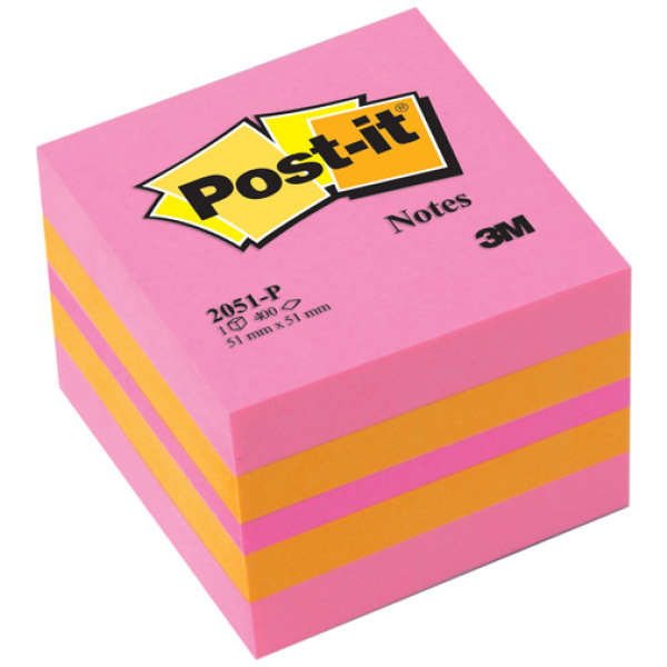 Post-it Κύβος με Αυτοκόλλητα Σημειώσεων 2051-P Ροζ
