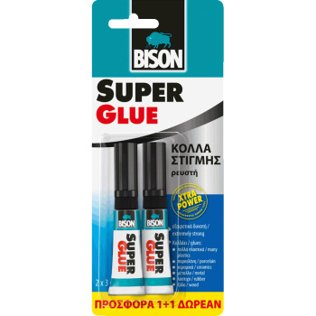 Bison Super Glue Κόλλα Στιγμής 3gr+3gr Δώρο