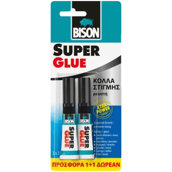 Bison Super Glue Κόλλα Στιγμής 3gr+3gr Δώρο