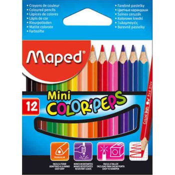 ΞΥΛΟΜΠΟΓΙΕΣ ΖΩΓΡΑΦΙΚΗΣ COLOR'PEPS MINI MAPED 12 ΧΡΩΜΑΤΑ ΛΕΠΤΕΣ
