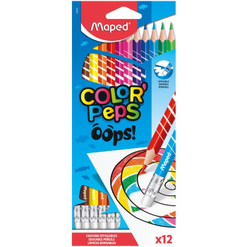 Maped Color Peps Oops Ξυλομπογιές 12 χρώματα με γόμα
