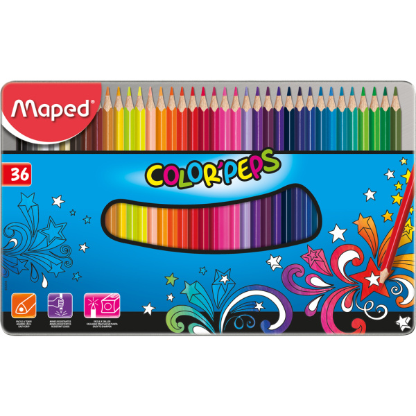 ΞΥΛΟΜΠΟΓΙΕΣ ΖΩΓΡΑΦΙΚΗΣ COLOR'PEPS MAPED 36 ΧΡΩΜΑΤΑ ΛΕΠΤΕΣ