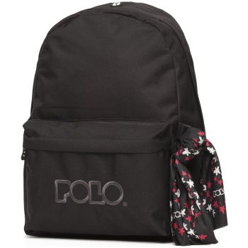 Polo Original Backpack With Scarf Μαύρη Σχολική 1ας Θέσης