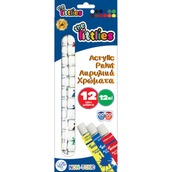 The Littlies Ακρυλικά Χρώματα Σετ 12 Χρωμάτων Σε Σωληνάρια των 12ml