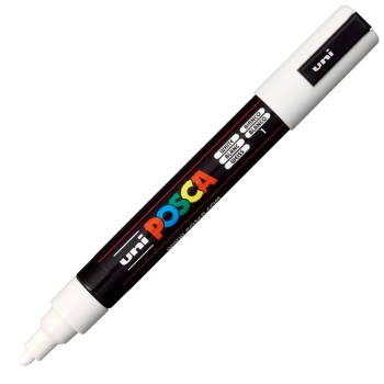 UNI Posca Medium PC-5M Λευκός μαρκαδόρος με μύτη 1.8-2.5mm