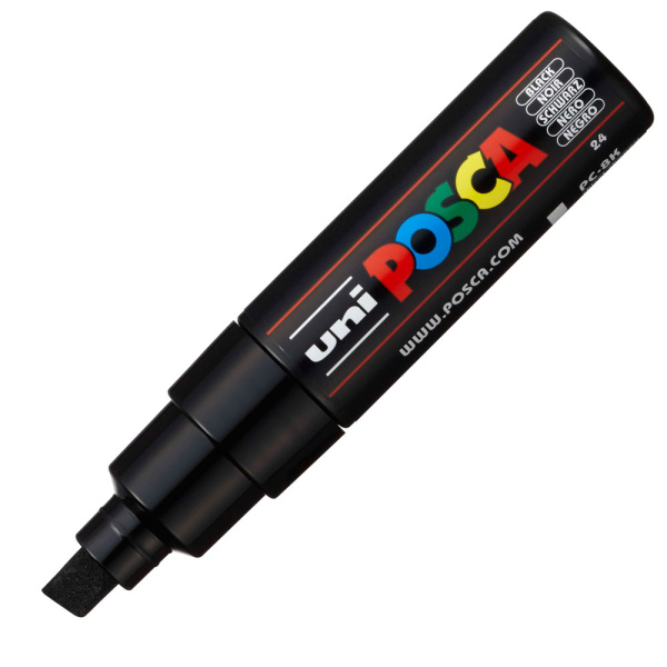 UNI Posca Medium PC-8K Μαύρος μαρκαδόρος με μύτη πλακέ 8mm