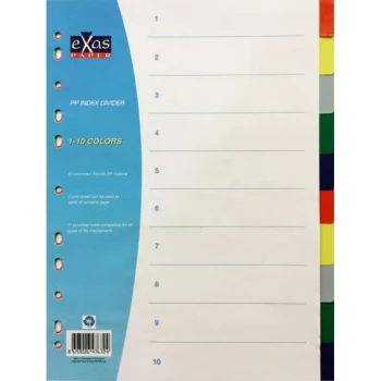 Διαχωριστικά Exas Με Χρώματα 10 Θεμάτων Α4 Πλαστικά