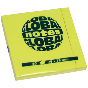 Global Notes Αυτοκόλλητα Σημειώσεων 75x75mm Κίτρινα