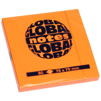 Global Notes Αυτοκόλλητα Σημειώσεων 75x75mm Πορτοκαλί