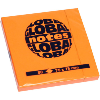 Global Notes Αυτοκόλλητα Σημειώσεων 75x75mm Πορτοκαλί