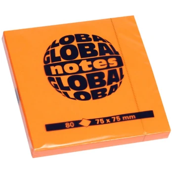 Global Notes Αυτοκόλλητα Σημειώσεων 75x75mm Πορτοκαλί