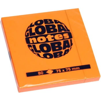 Global Notes Αυτοκόλλητα Σημειώσεων 75x75mm Πορτοκαλί