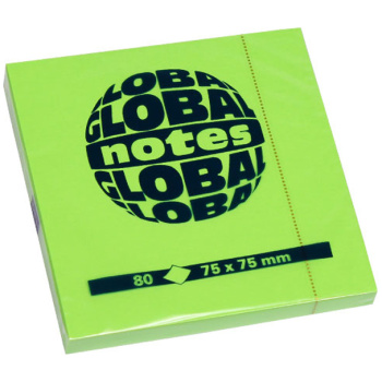 Global Notes Αυτοκόλλητα Σημειώσεων 75x75mm Πράσινα