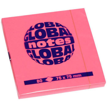 Global Notes Αυτοκόλλητα Σημειώσεων 75x75mm Ροζ