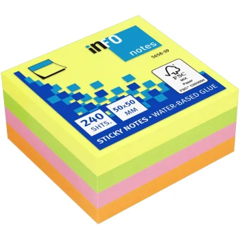 Info-Notes Φωσφοριζέ 50x50mm Κύβος 240 φύλλα Mini Αυτοκόλλητα 5658-39