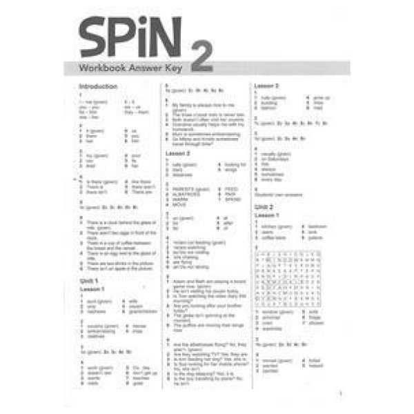 SPIN 2 WORKBOOK ANSWER KEY