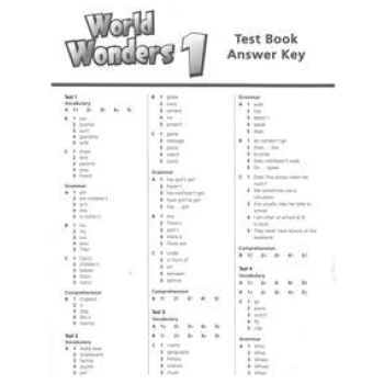 WORLD WONDERS 1 TEST BOOK ANSWER KEY