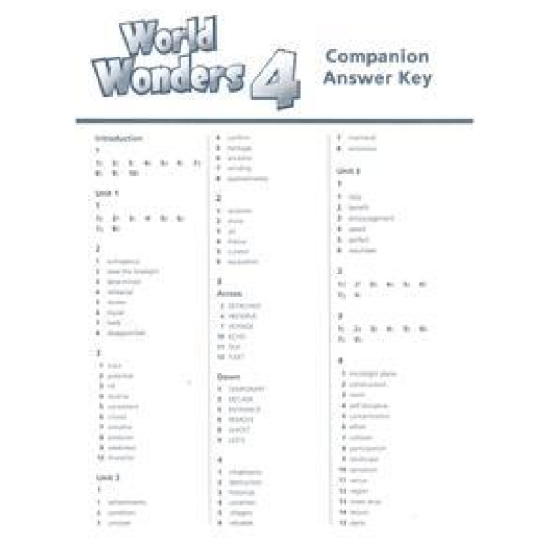 WORLD WONDERS 4 COMPANION ANSWER KEY