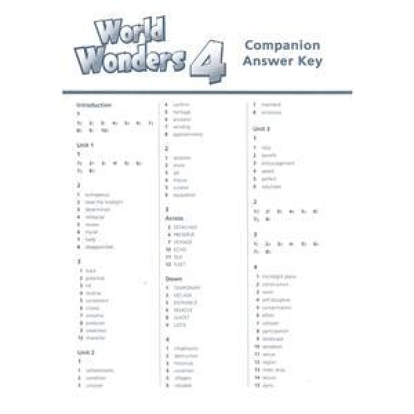 WORLD WONDERS 4 COMPANION ANSWER KEY