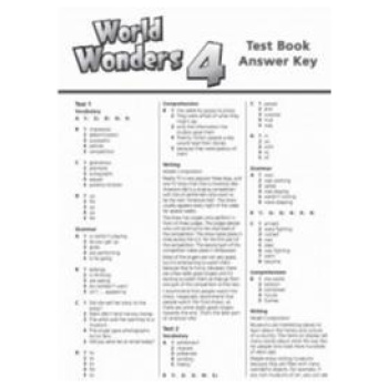 WORLD WONDERS 4 TEST BOOK ANSWER KEY