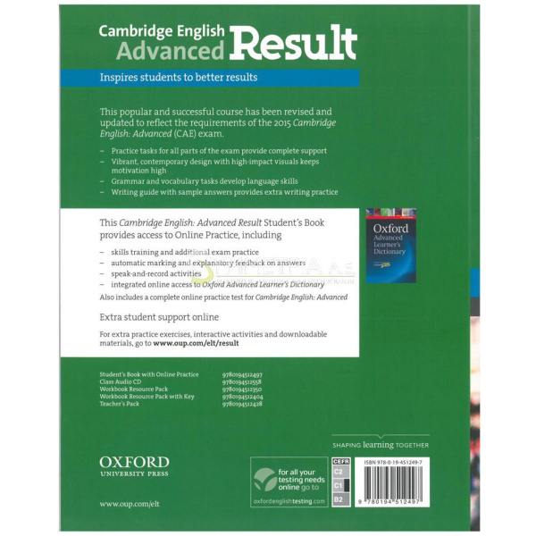 RESULT CAMBRIDGE ADVANCED CAE STUDENT'S BOOK (+ONLINE PRACTICE TESTS) REVISED 2015