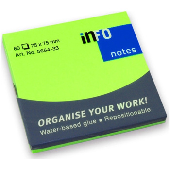 Info-Notes 75x75mm Πράσινα Αυτοκόλλητα σημειώσεων 80 φύλλα 5654-33