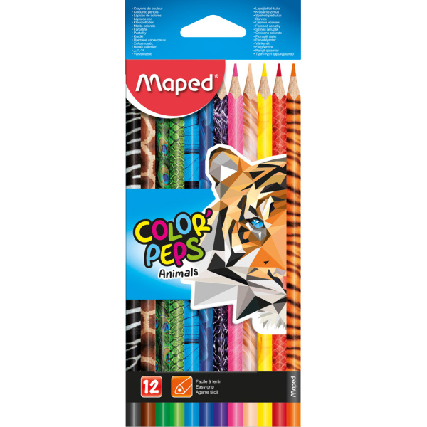 ΞΥΛΟΜΠΟΓΙΕΣ ΖΩΓΡΑΦΙΚΗΣ COLOR'PEPS ANIMALS MAPED 12 ΧΡΩΜΑΤΑ ΛΕΠΤΕΣ