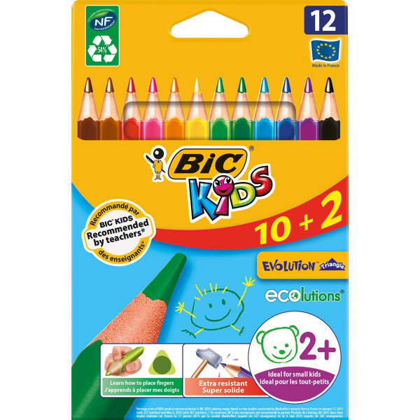 ΞΥΛΟΜΠΟΓΙΕΣ ΖΩΓΡΑΦΙΚΗΣ BIC KIDS EVOLUTION TRIANGLE 12 ΧΡΩΜΑΤΑ ΧΟΝΔΡΕΣ