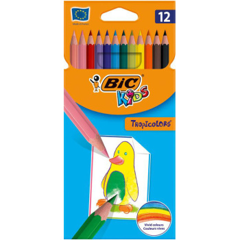 ΞΥΛΟΜΠΟΓΙΕΣ ΖΩΓΡΑΦΙΚΗΣ BIC KIDS TROPICOLORS 12 ΧΡΩΜΑΤΑ ΛΕΠΤΕΣ