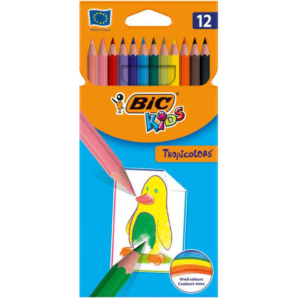 ΞΥΛΟΜΠΟΓΙΕΣ ΖΩΓΡΑΦΙΚΗΣ BIC KIDS TROPICOLORS 12 ΧΡΩΜΑΤΑ ΛΕΠΤΕΣ