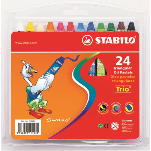 Λαδοπαστέλ STABILO Trio 24 ζωηρά χρώματα 2624
