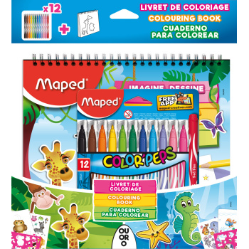 Maped Jungle Μαρκαδόροι λεπτοί 12τεμ - Μπλοκ ζωγραφικής - στένσιλ
