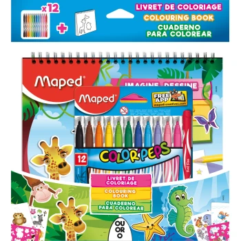 Maped Jungle Μαρκαδόροι λεπτοί 12τεμ - Μπλοκ ζωγραφικής - στένσιλ