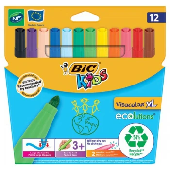 ΜΑΡΚΑΔΟΡΟΙ ΖΩΓΡΑΦΙΚΗΣ BIC KIDS VISACOLOR XL 12 ΧΡΩΜΑΤΑ ΧΟΝΤΡΟΙ