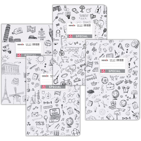 ΤΕΤΡΑΔΙΟ ΛΕΥΚΟ ΡΙΓΕ 50 ΦΥΛΛΩΝ SPECIAL DOODLES TYPOTRUST 4315