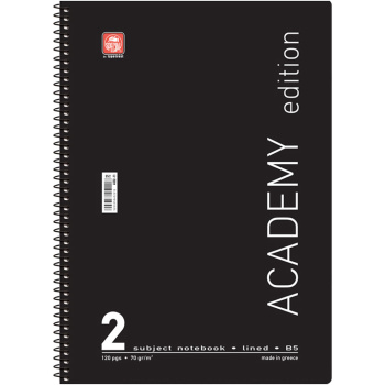 Σπιράλ 2 θεμάτων Β5 Academy Μαύρο Τετράδιο Special 17x25cm