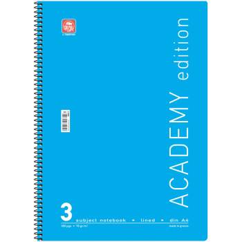 Σπιράλ 3 θεμάτων Α4 Academy Γαλάζιο Τετράδιο Special 21x29cm