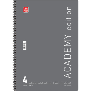 Σπιράλ 4 θεμάτων Α4 Academy Γκρι Τετράδιο Special 21x29cm