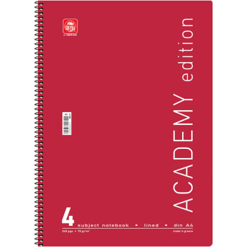 Σπιράλ 4 θεμάτων Α4 Academy Κόκκινο Τετράδιο Special 21x29cm