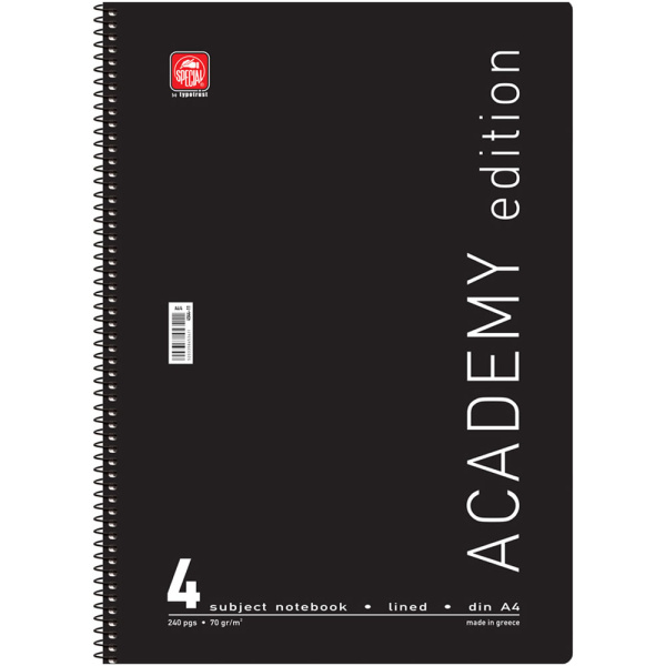 Σπιράλ 4 θεμάτων Α4 Academy Μαύρο Τετράδιο Special 21x29cm