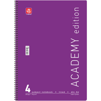 Σπιράλ 4 θεμάτων Α4 Academy Μωβ Τετράδιο Special 21x29cm