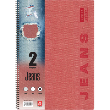 ΣΠΙΡΑΛ 2 ΘΕΜΑΤΩΝ Α4 JEANS ΚΟΚΚΙΝΟ ΤΕΤΡΑΔΙΟ SPECIAL 21x29cm