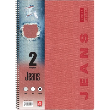 ΣΠΙΡΑΛ 2 ΘΕΜΑΤΩΝ Α4 JEANS ΚΟΚΚΙΝΟ ΤΕΤΡΑΔΙΟ SPECIAL 21x29cm