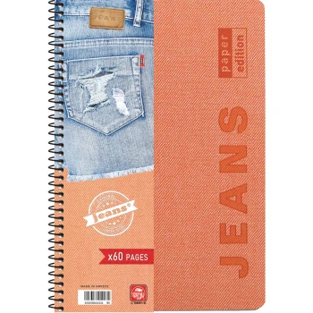 Σπιράλ 3 θεμάτων Α4 Jeans Πορτοκαλί Τετράδιο Special 21x29cm
