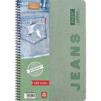 Σπιράλ 3 θεμάτων Α4 Jeans Πράσινο Τετράδιο Special 21x29cm