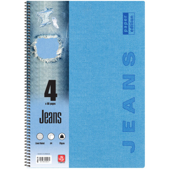 Σπιράλ 4 θεμάτων Α4 Jeans Γαλάζιο Τετράδιο Special 21x29cm
