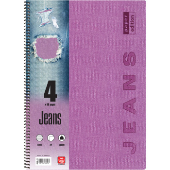Σπιράλ 4 θεμάτων Α4 Jeans Μωβ Τετράδιο Special 21x29cm