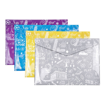 Φάκελος Α4 Doodle Bag Γκρι Typotrust 33x23.2cm με κουμπί FP25404-12